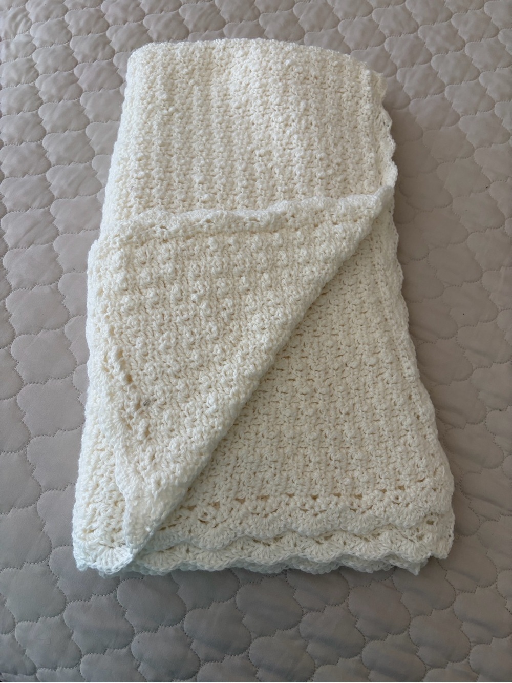 Handmade Crocheted Baby Set - Cream Blanket & Jacket with Bonnet - Picture 4 of 4
